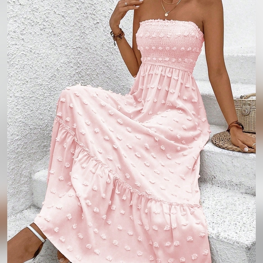 Summer Fashionable 3d Polka Dot Long Bandeau Maxi Dress - Picture 2 of 6
